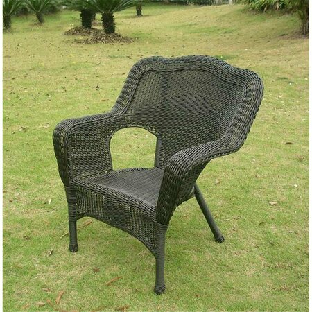 INTERNATIONAL CARAVAN Camelback Resin Wicker Patio Chair, Antique Black, 2PK 3180-2CH-AB